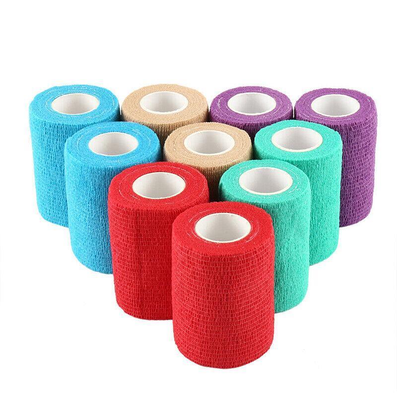 12 Pack Self Adhesive Cohesive Wrap Bandage for Pets and Everyday Protection - 12PCS Black(5CM*4.5M)