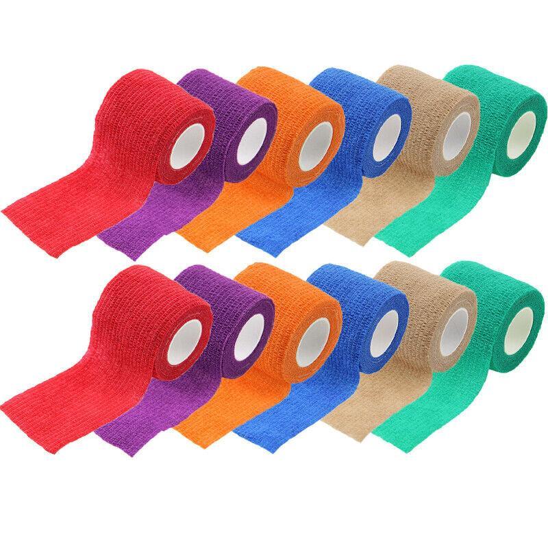 12 Pack Self Adhesive Cohesive Wrap Bandage for Pets and Everyday Protection - 12PCS Black(5CM*4.5M)
