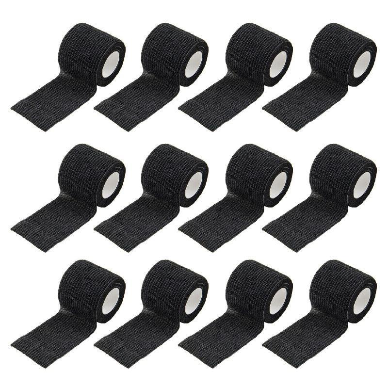 12 Pack Self Adhesive Cohesive Wrap Bandage for Pets and Everyday Protection - 12PCS Black(5CM*4.5M)