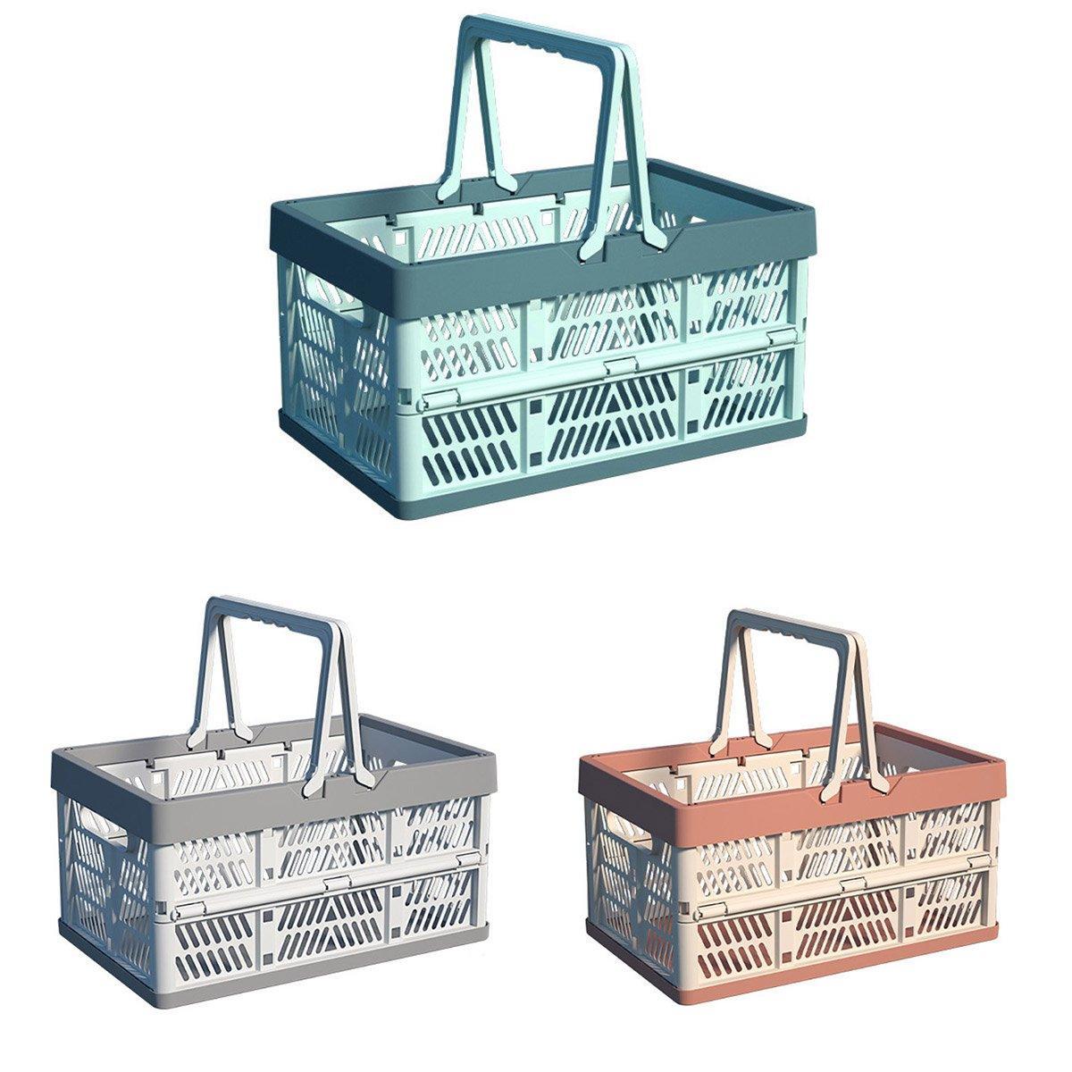 Foldable Portable Picnic Basket Lightweight Storage Basket for Outdoor Use - Pink