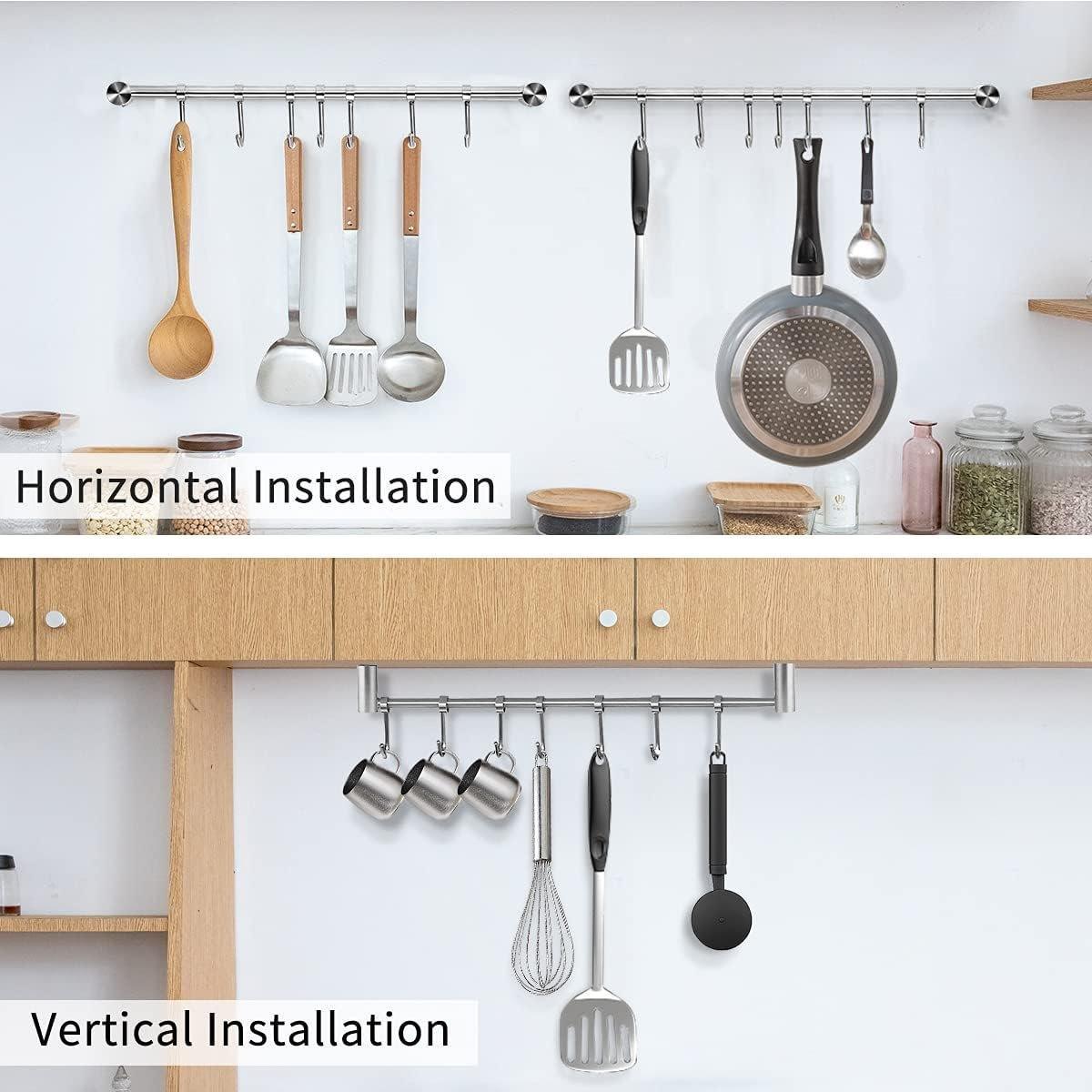 2PCS 304 Stainless Steel Bathroom Towel Hook Wall Mounted Clothes Kitchen Hanger