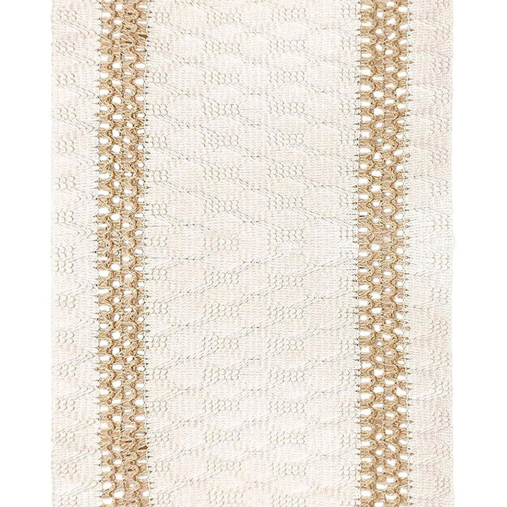 Cotton Linen Table Runner with Knot Tassel Bed End Towel Long Tablecloth Mat - Light brown