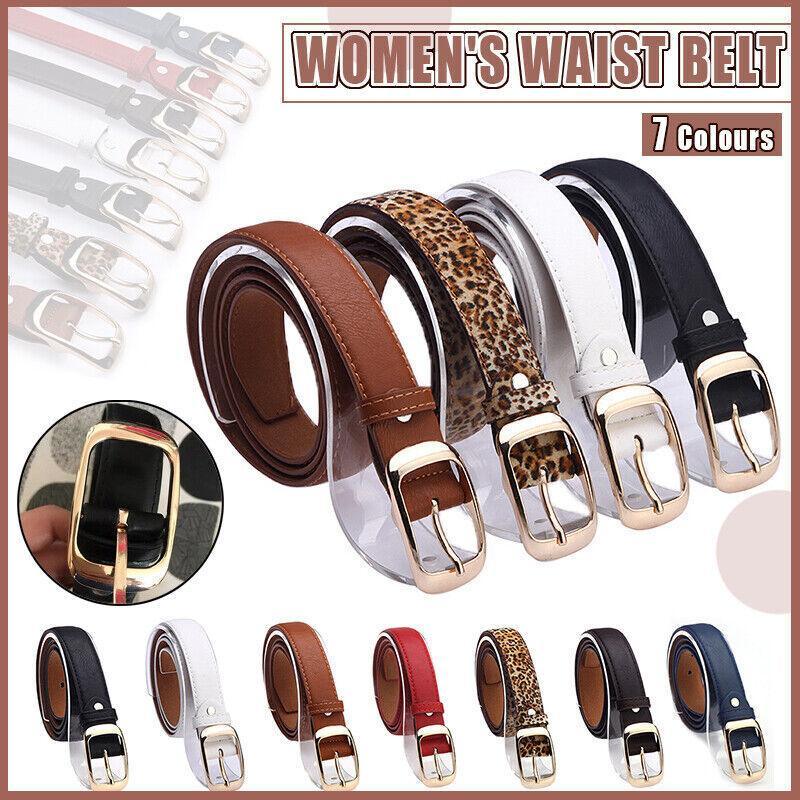 Ladies Leather Belt Classic Buckle Fashion Waist Strap for Jeans Dresses Casual - Blue