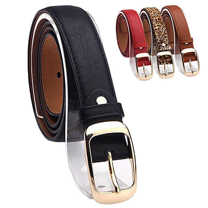 Ladies Leather Belt Classic Buckle Fashion Waist Strap for Jeans Dresses Casual - Blue