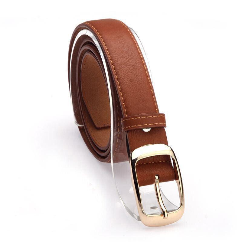 Ladies Leather Belt Classic Buckle Fashion Waist Strap for Jeans Dresses Casual - Blue