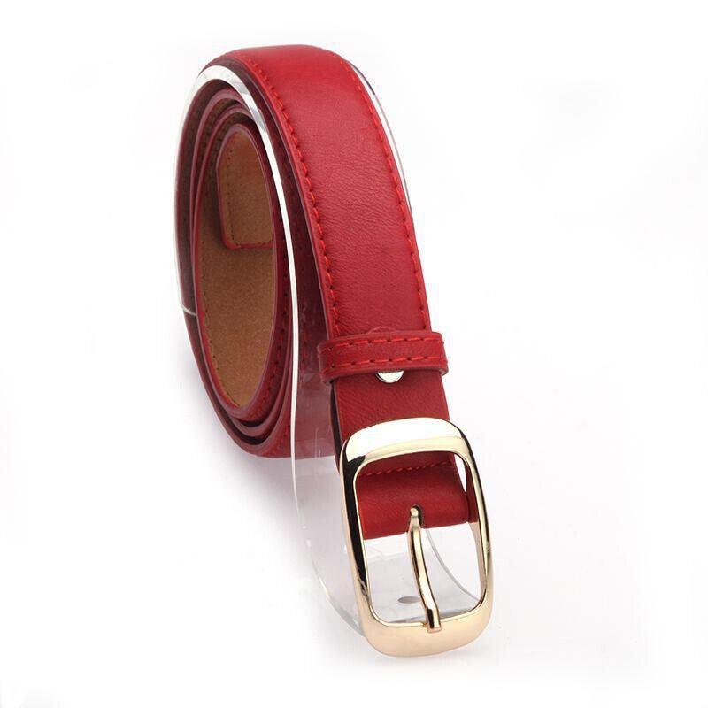 Ladies Leather Belt Classic Buckle Fashion Waist Strap for Jeans Dresses Casual - Brown