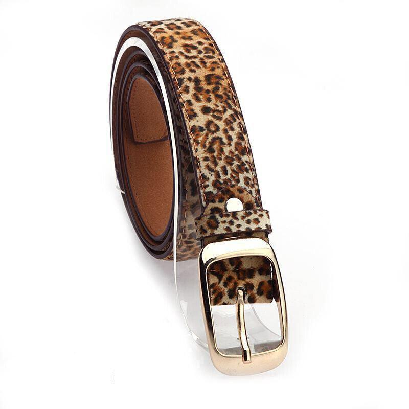 Ladies Leather Belt Classic Buckle Fashion Waist Strap for Jeans Dresses Casual - Coffee