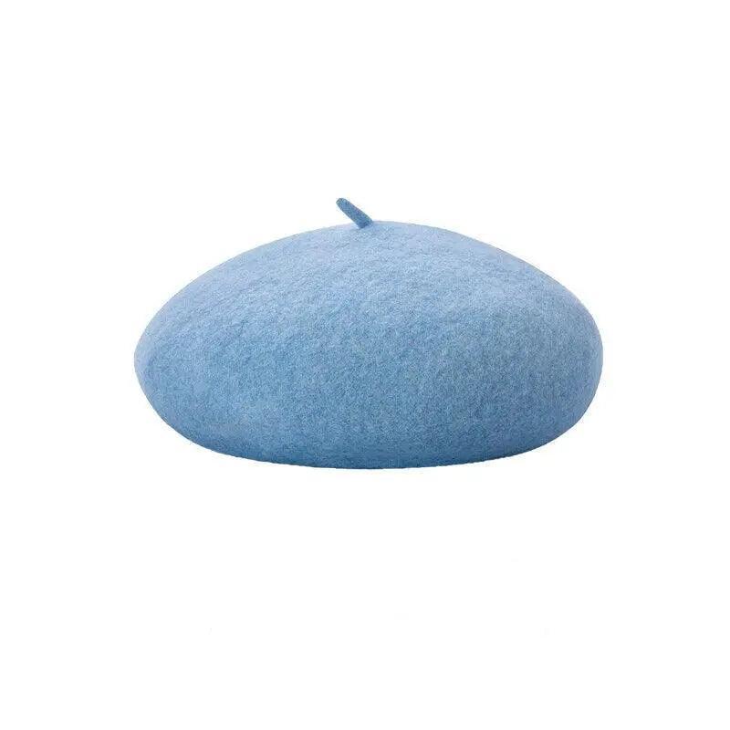 Women Ladies Beanie Wool French Beret Newsboy Hat Cap Winter Warm Hats Girls - Light Grey