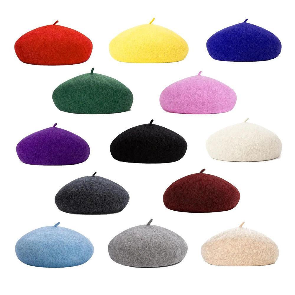 Women Ladies Beanie Wool French Beret Newsboy Hat Cap Winter Warm Hats Girls - Yellow