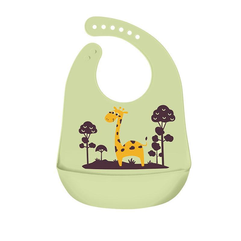 Silicone Waterproof Feeding Bib Apron with Pouch Easy to Clean Smock for Mealtime Use - Purple Swan