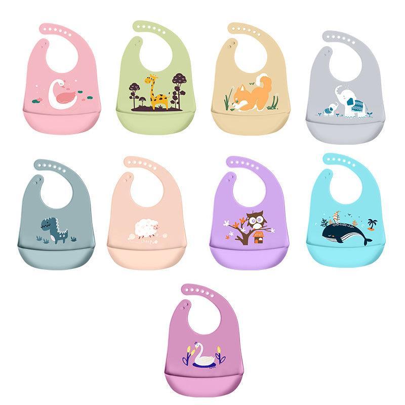Silicone Waterproof Feeding Bib Apron with Pouch Easy to Clean Smock for Mealtime Use - Sheep