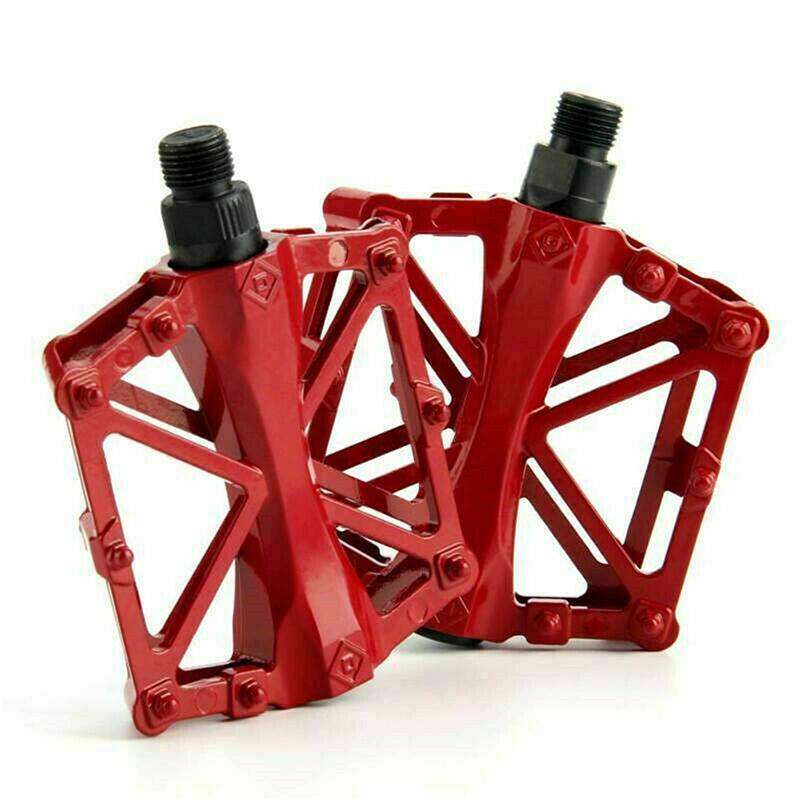Bike Pedals Alloy Mountain Road MTB Colored Bicycle Nonslip Cycling Pedals 9/16" - Black