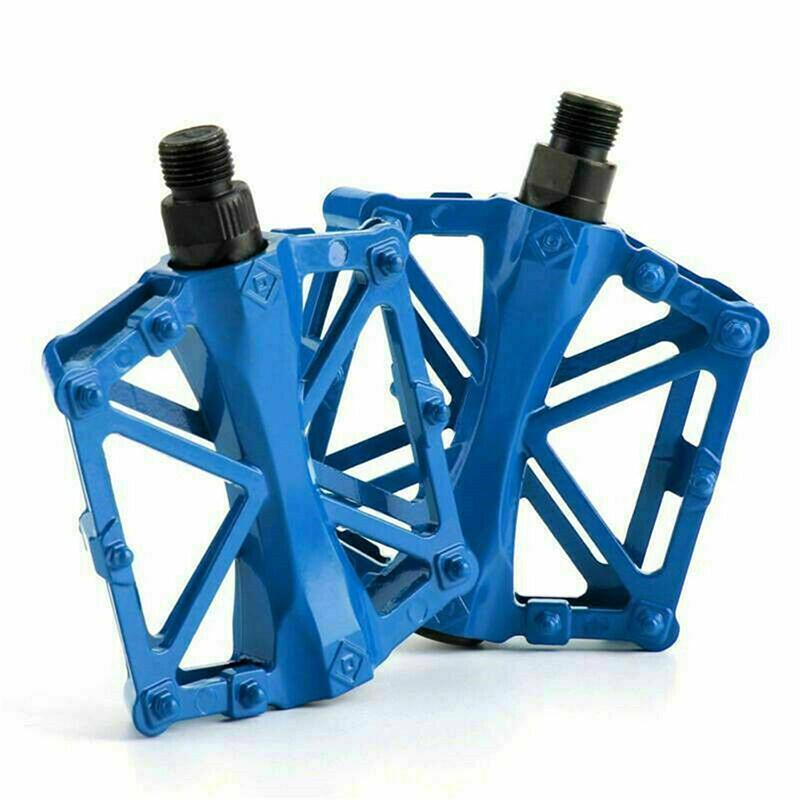 Bike Pedals Alloy Mountain Road MTB Colored Bicycle Nonslip Cycling Pedals 9/16" - Red