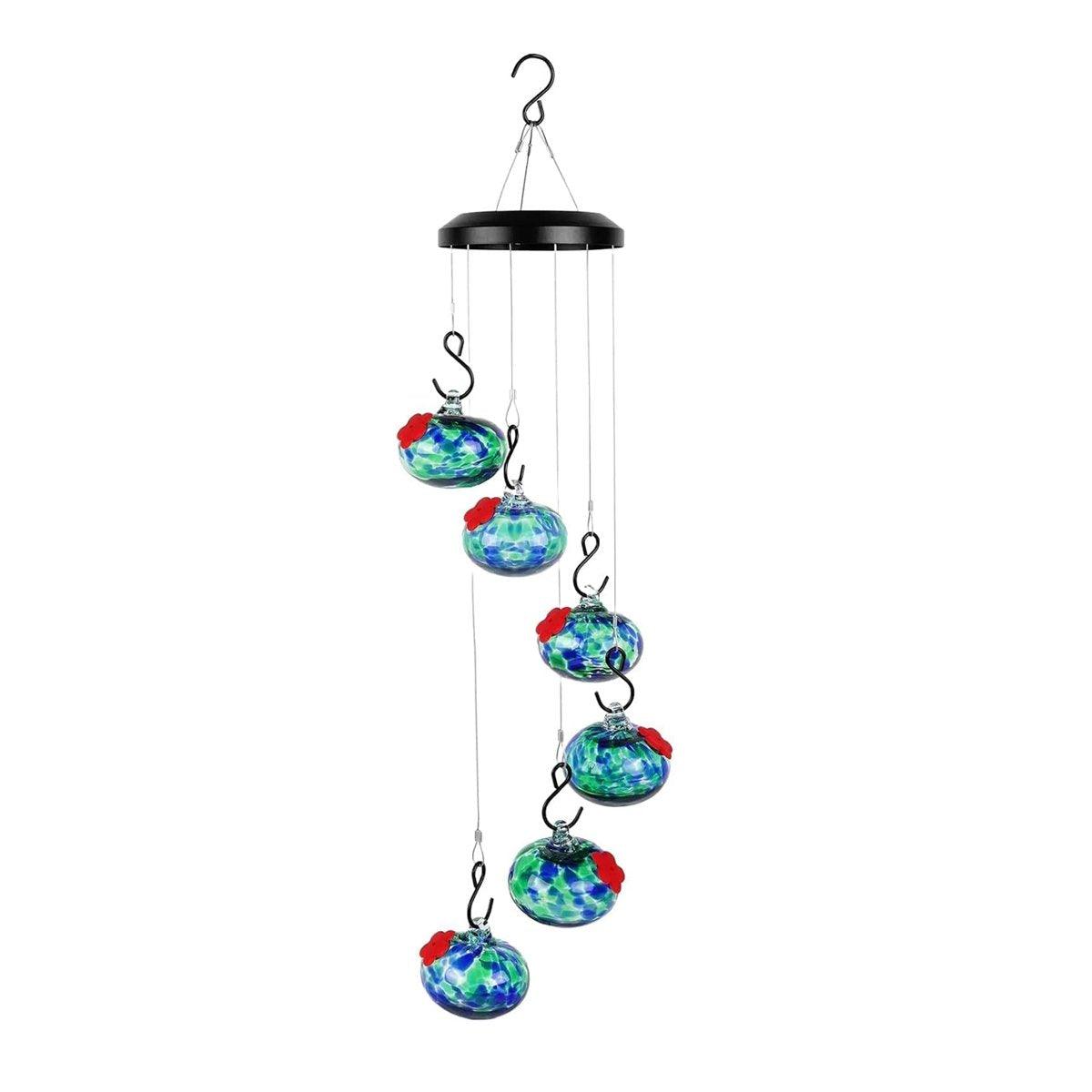 Hanging Hummingbird Feeder Outdoor Garden Nectar Dispenser Attracting Birds - Red Green