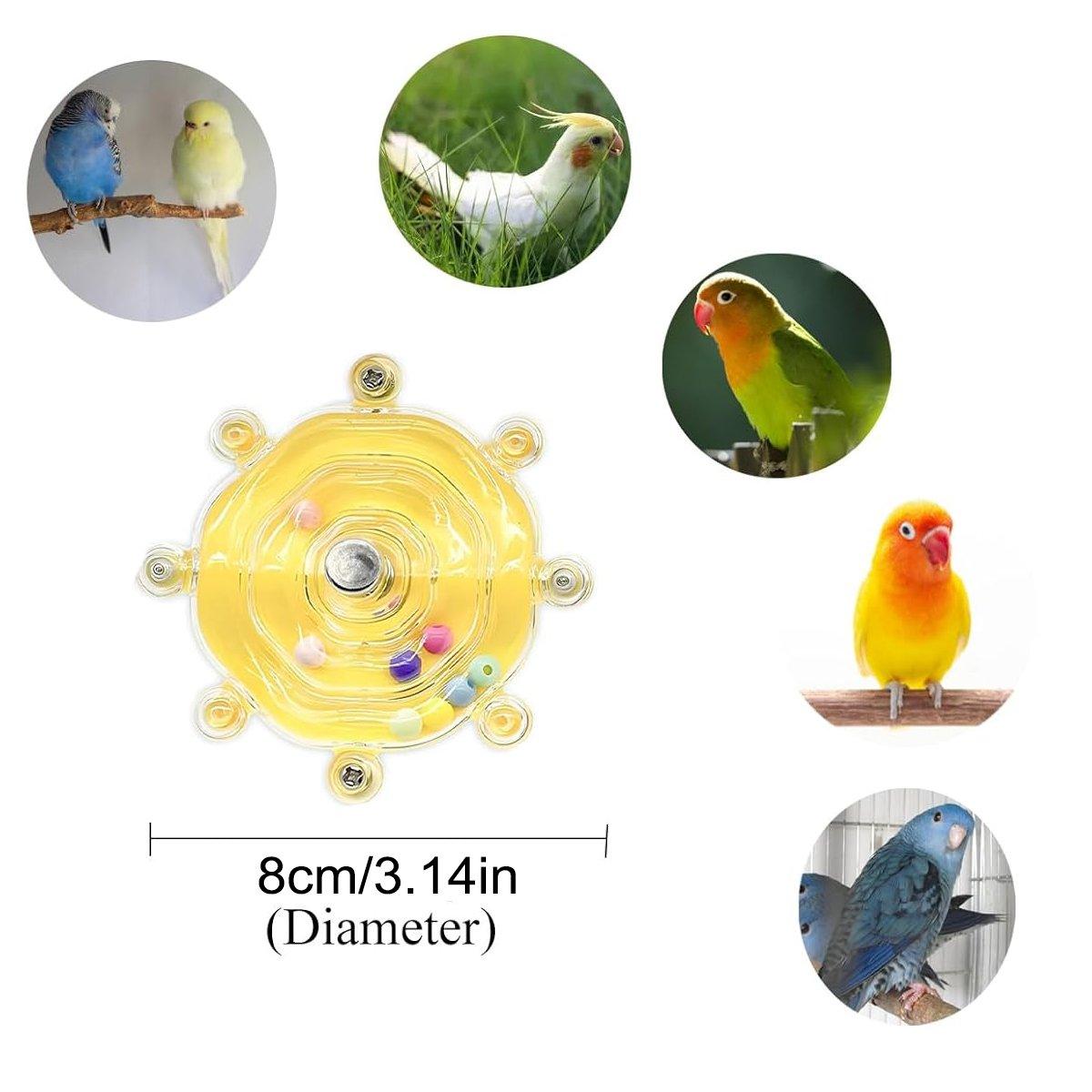 Interactive Parrot Spinning Wheel Stress Relief Toy for Small Birds Durable - Blue
