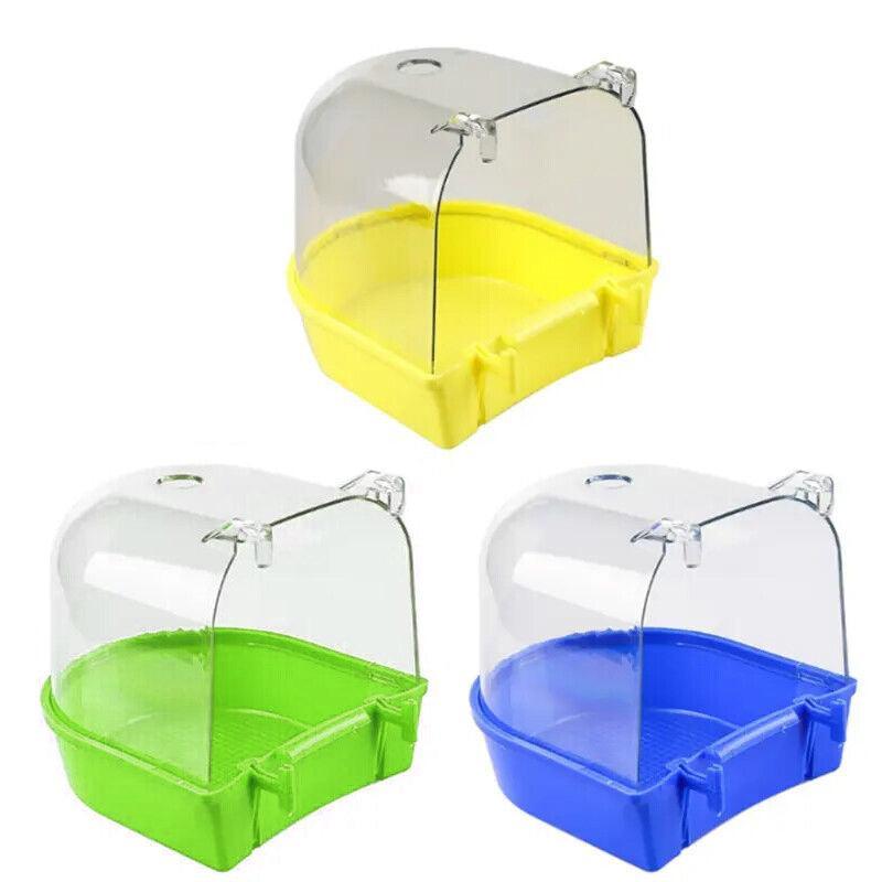 Bird Water Bath Tub For Pet Cage Hanging Bowl Parrot Birdbath Pet Cleaning - Blue