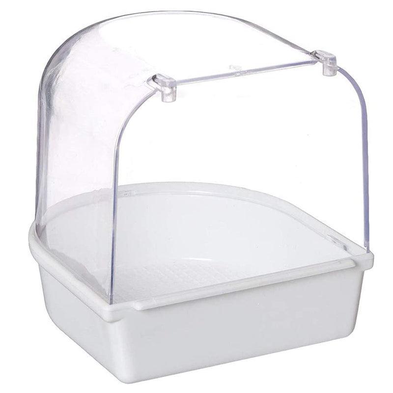 Bird Water Bath Tub For Pet Cage Hanging Bowl Parrot Birdbath Pet Cleaning - White