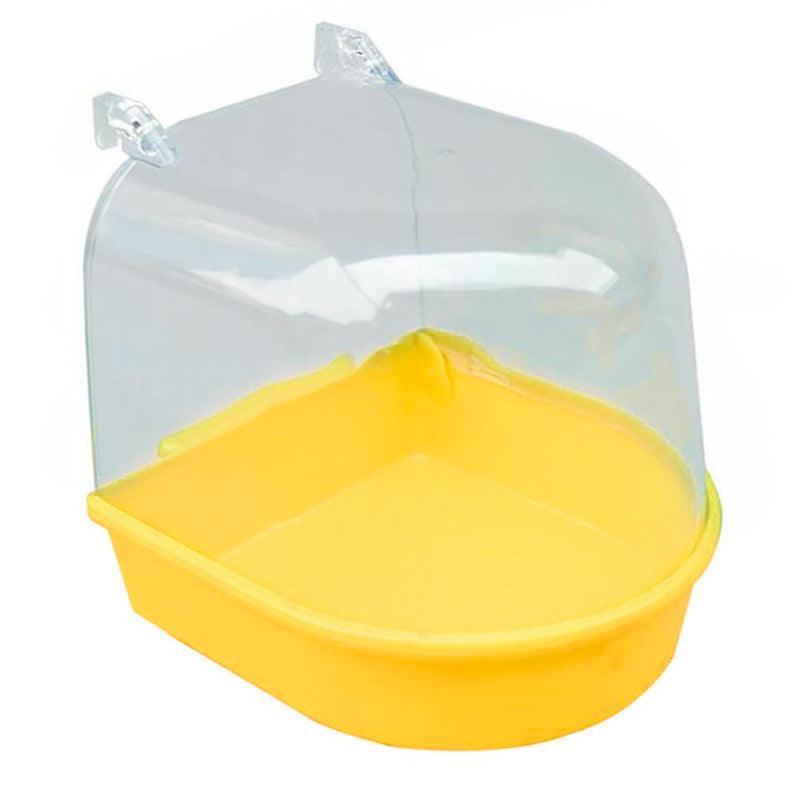 Bird Water Bath Tub For Pet Cage Hanging Bowl Parrot Birdbath Pet Cleaning - White