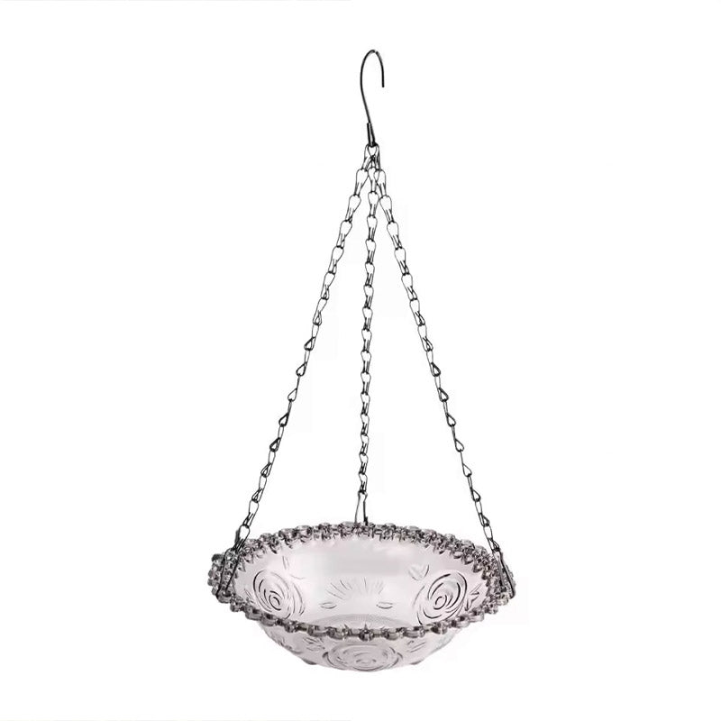 Balcony Bird Feeder Hanging Rail Mount Outdoor Suspended Feeding Station Garden - Pink
