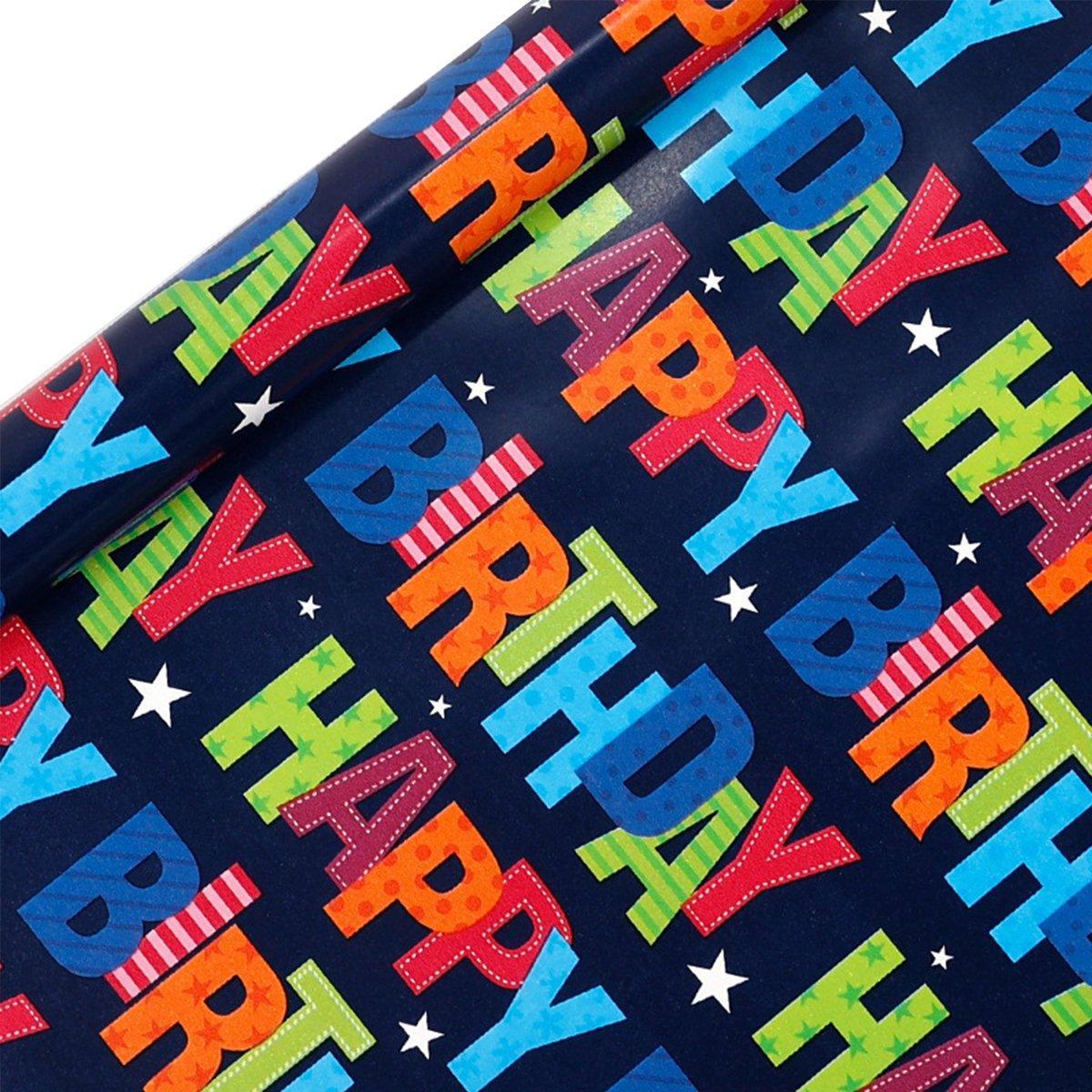 3 Pack Colorful Celebration with Premium Present Wrapping Paper - QQLW
