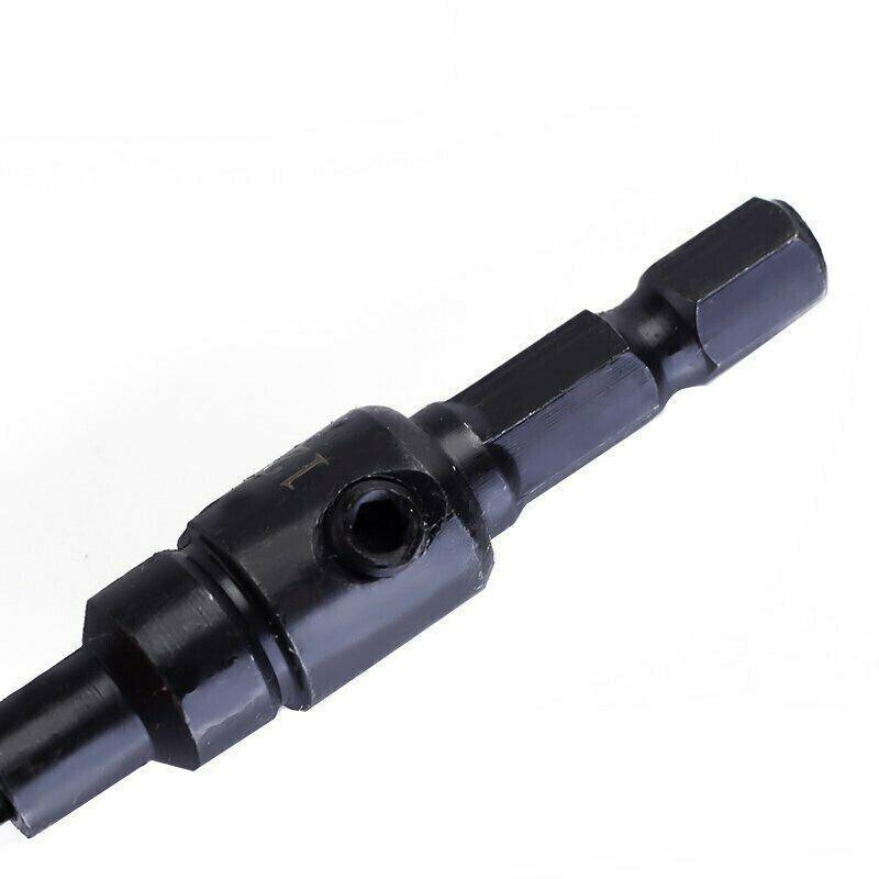 4PCS Screw Countersink Bit Set Pilot Holre Drill Metal Plastic Wood Hex Shank - Silver