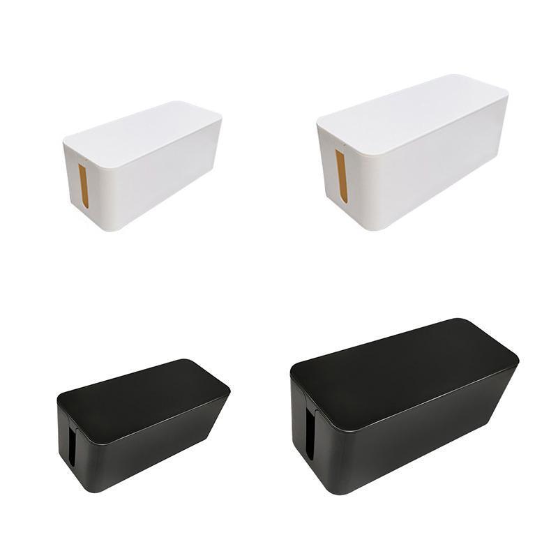Large Cable Wire Storage Box Case Cord Management Socket Tidy Organizer with Lid - Black M