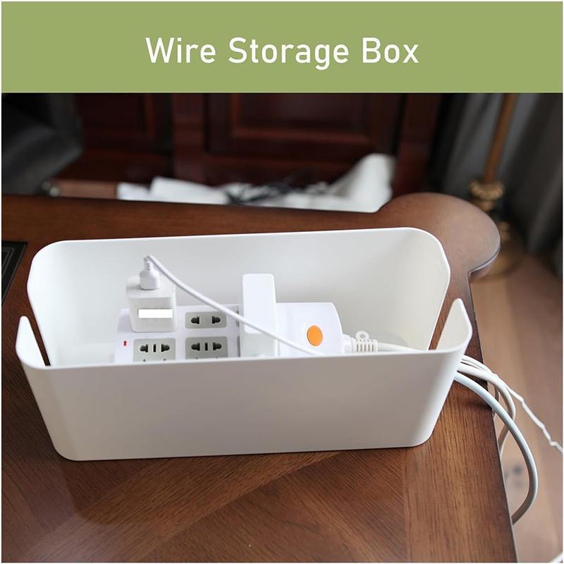 Large Cable Wire Storage Box Case Cord Management Socket Tidy Organizer with Lid - Black S