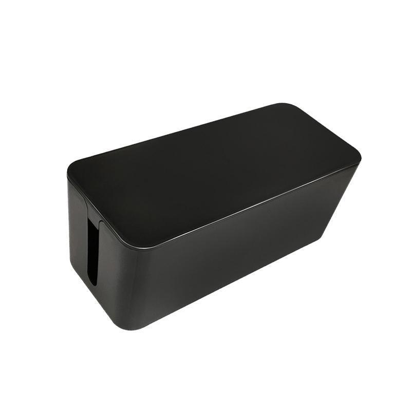 Large Cable Wire Storage Box Case Cord Management Socket Tidy Organizer with Lid - Black S
