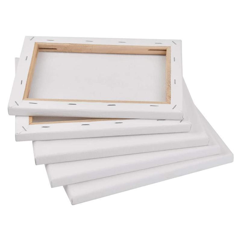 5x Artist Blank Stretched Canvas Canvases Art Large White Range Oil Acrylic Wood - 40*50CM