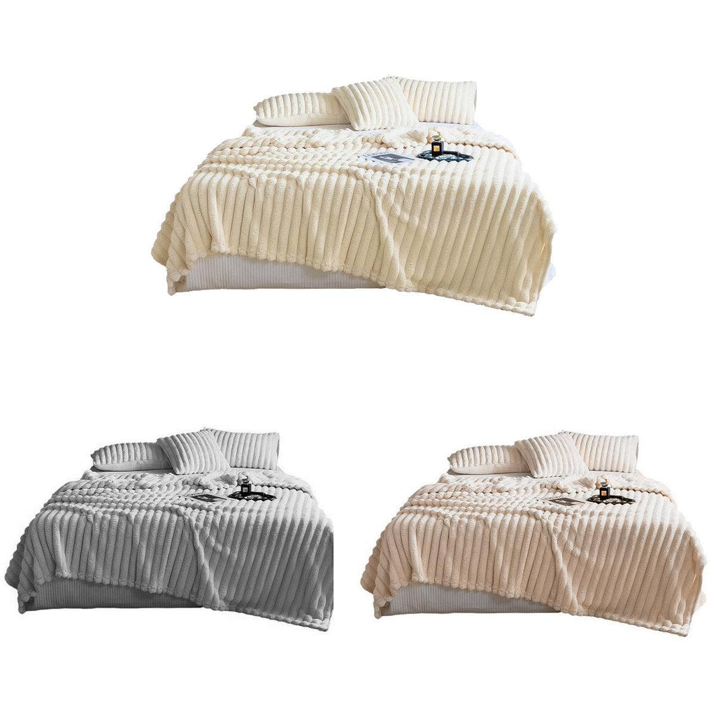 Plush Blanket Leisure Blanket Autumn Winter Warm Nap Throw Soft Cozy - Khaki-100x150cm