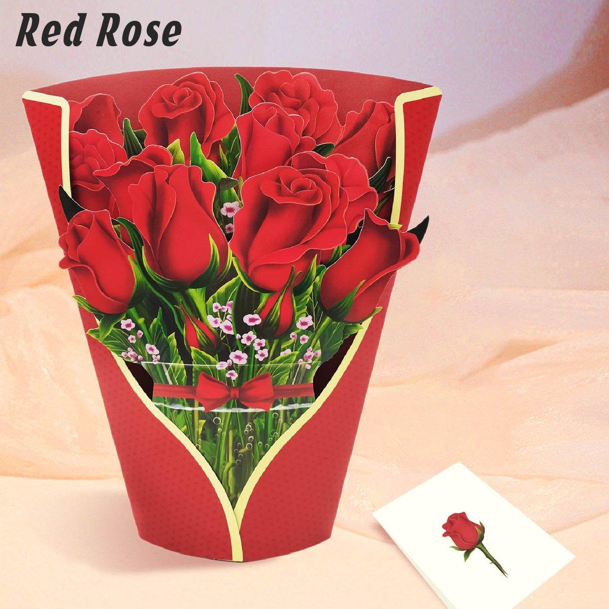 New Style 3D Pop Up Cards Paper Flower Bouquet Greeting Card for All Occasions - Blue Lily