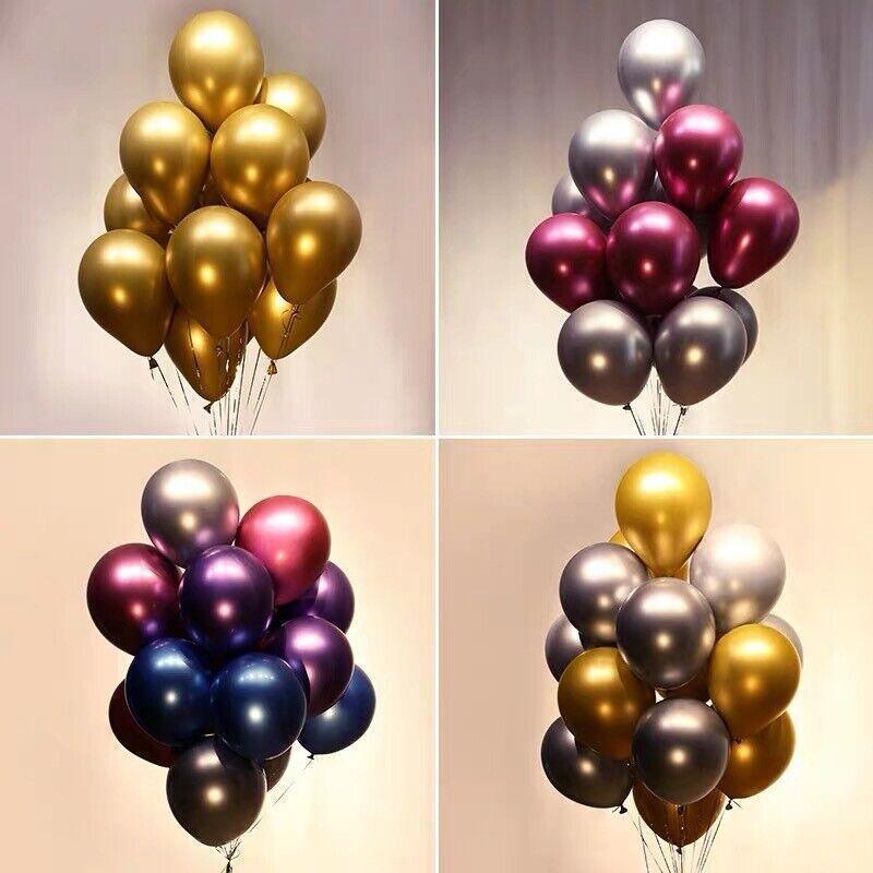 Metallic Latex Balloons 12 Inch Chrome Party Balloons for Birthday Wedding Decoration - Blue 50PCS