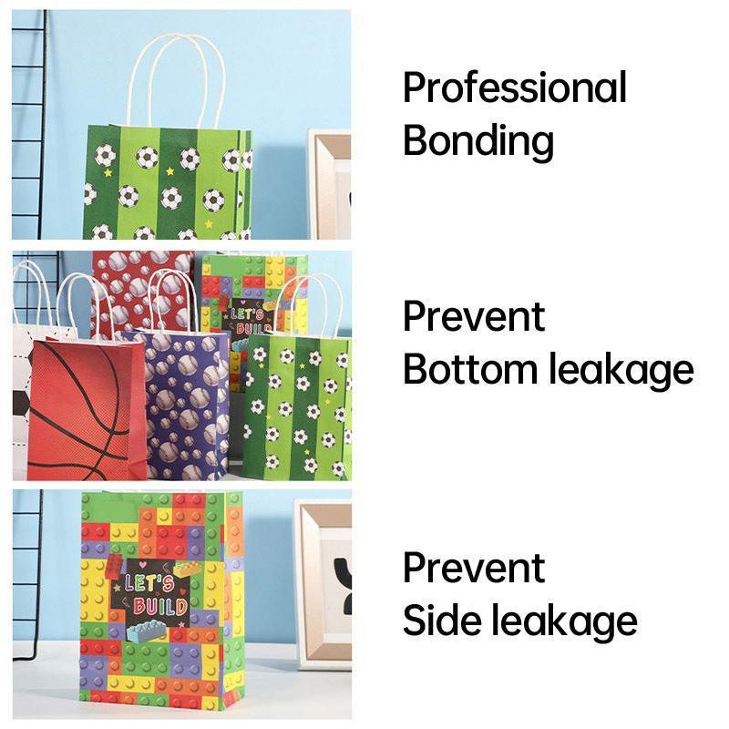 30PCS Fashion Ball Kraft Paper Gift Bag Festivals gift tote bag Party Favor Bag - Blue-Tennis-Ball-30pcs