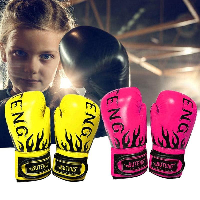 2PCS PU Boxing Training Gloves for Young Beginners Suitable for Ages 3-12 - Black