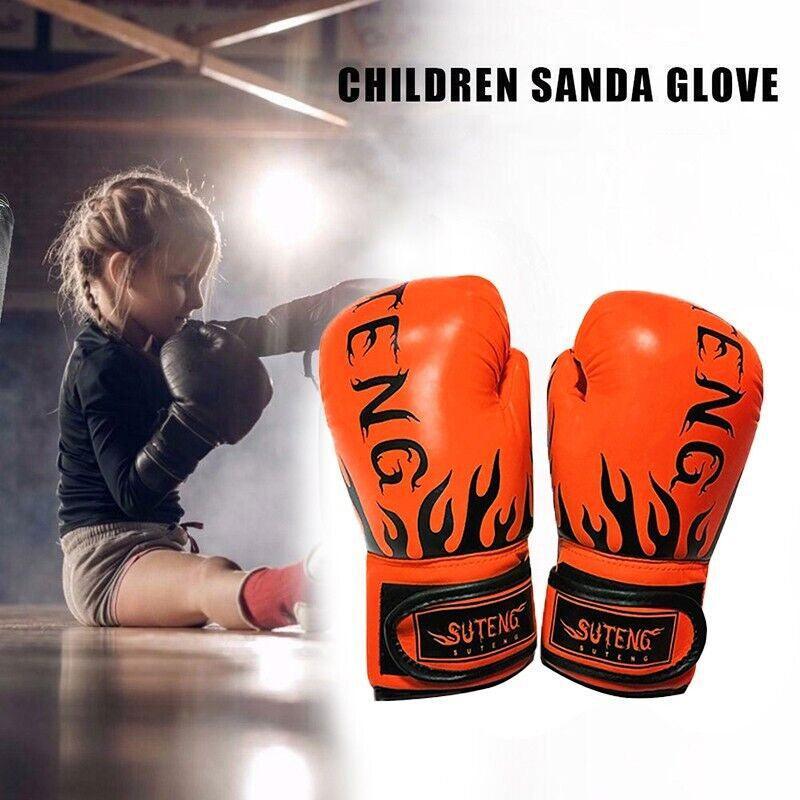 2PCS PU Boxing Training Gloves for Young Beginners Suitable for Ages 3-12 - Orange