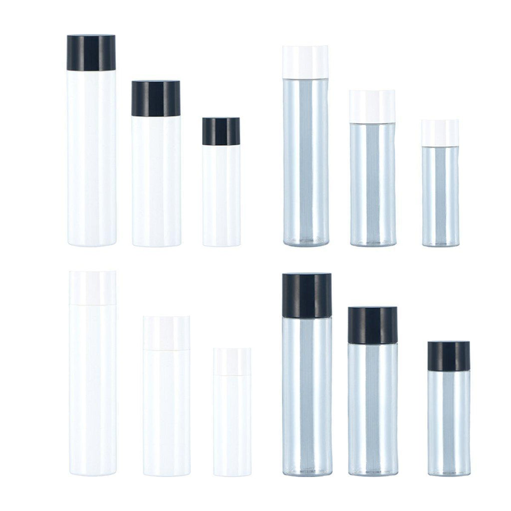 50/100/150ml Plastic Toner Lotion Bottles Refillable Travel Cosmetic Containers - White Lid + Transparent Bottle - 100ml