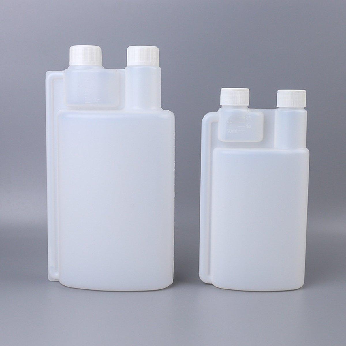 250-1000ml Plastic Twin Chamber Bottle with Tamper Evident Cap for Chemical Liquids - 10Pcs 500ml