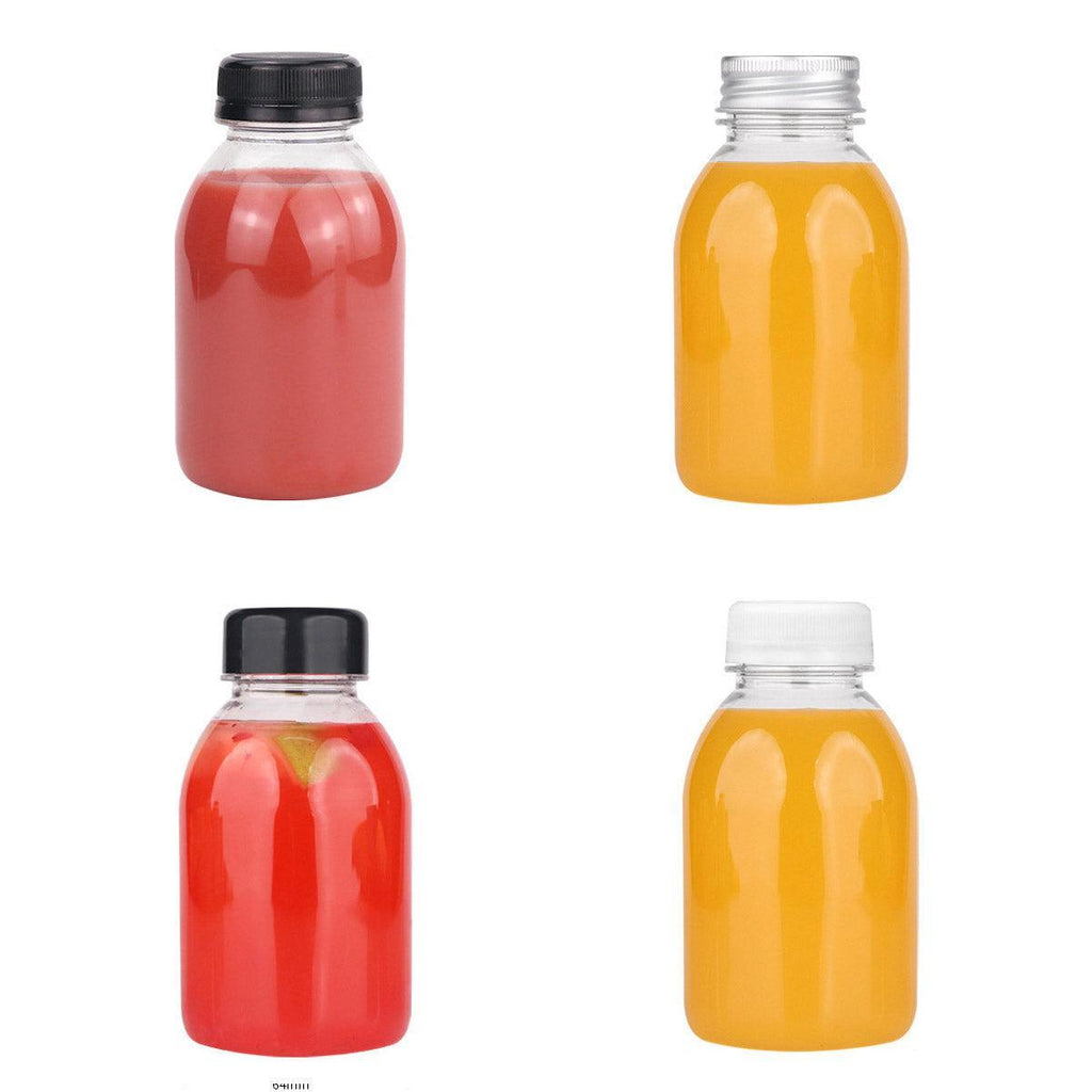 20pcs 250ml Reusable Plastic Juice Bottles 38mm Caliber Clear Beverage Container - Bottle-20pcs-Glossy -Black