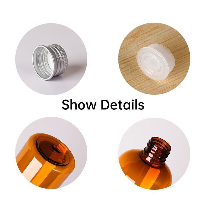 20pcs Brown Transparent Cosmetic Bottles with Aluminum Lids for Packaging - Transparent-100ml