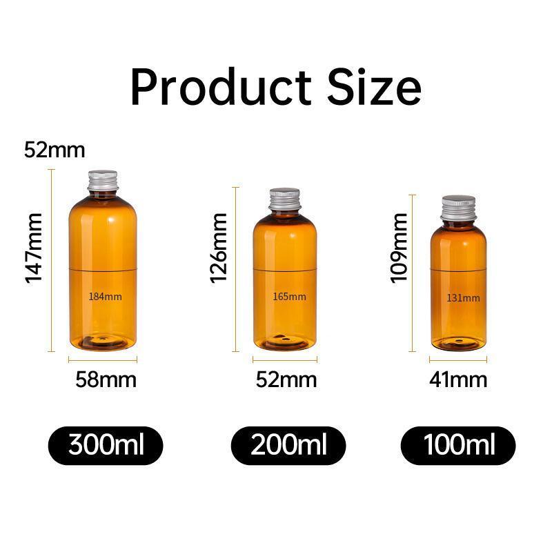 20pcs Brown Transparent Cosmetic Bottles with Aluminum Lids for Packaging - Transparent-200ml