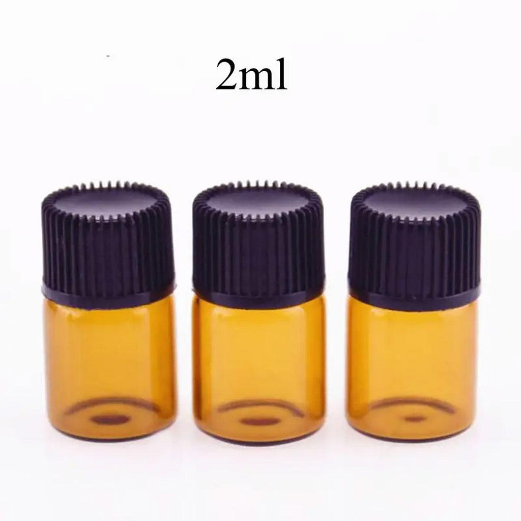 5pcs 2ml-5ml Amber Glass Orifice Reducer Bottles Sample Vial Dram Essential Oils - 2ml