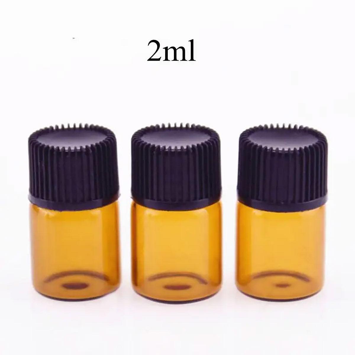 5pcs 2ml-5ml Amber Glass Orifice Reducer Bottles Sample Vial Dram Essential Oils - 2ml