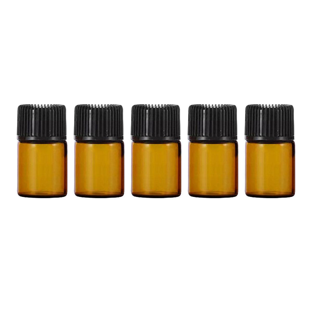 5pcs 2ml-5ml Amber Glass Orifice Reducer Bottles Sample Vial Dram Essential Oils - 2ml