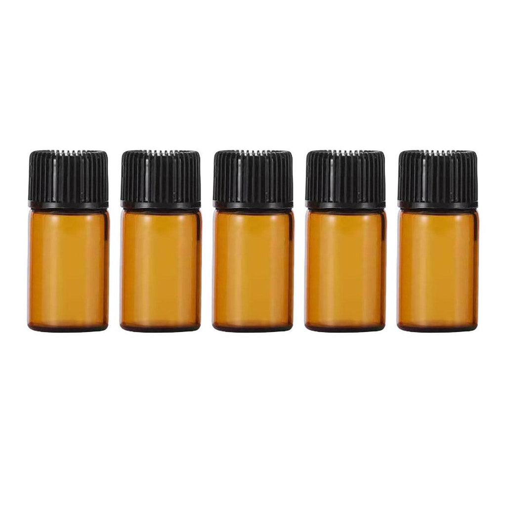 5pcs 2ml-5ml Amber Glass Orifice Reducer Bottles Sample Vial Dram Essential Oils - 2ml