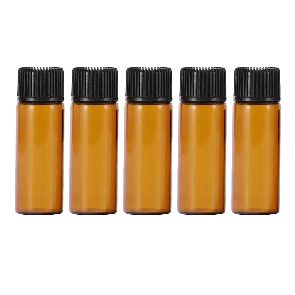 5pcs 2ml-5ml Amber Glass Orifice Reducer Bottles Sample Vial Dram Essential Oils - 2ml