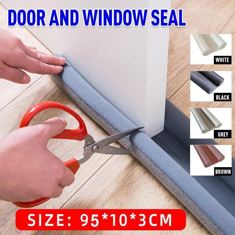 Door Bottom Seal Draft Stopper Guard Threshold Sealing Strip Wind Dust Protector - White