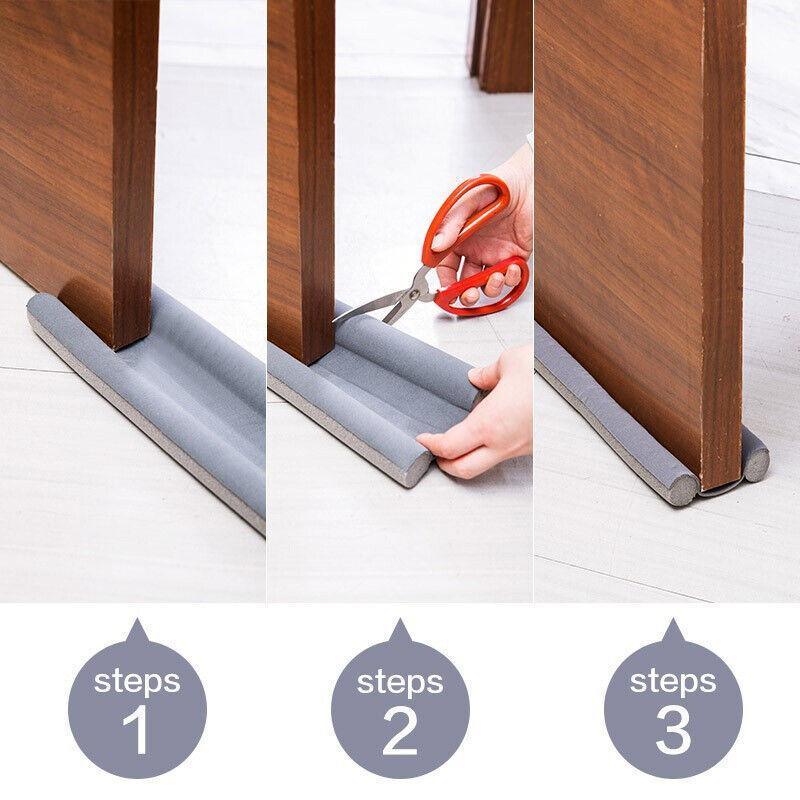 Door Bottom Seal Draft Stopper Guard Threshold Sealing Strip Wind Dust Protector - White