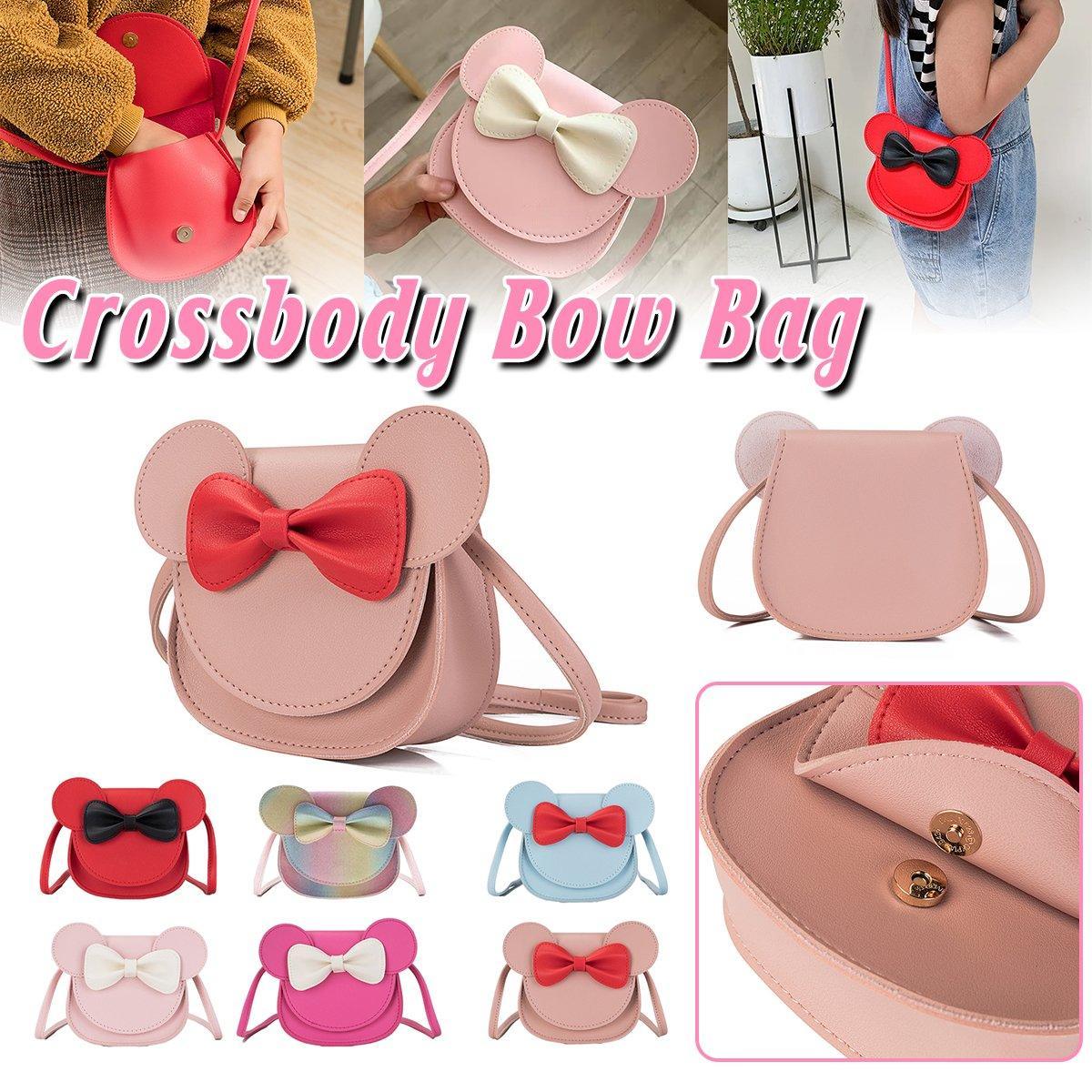 Cute Bowknot Crossbody Bag Fashionable Girls Shoulder Bag Slanting Mini Handbag - Flesh Pink