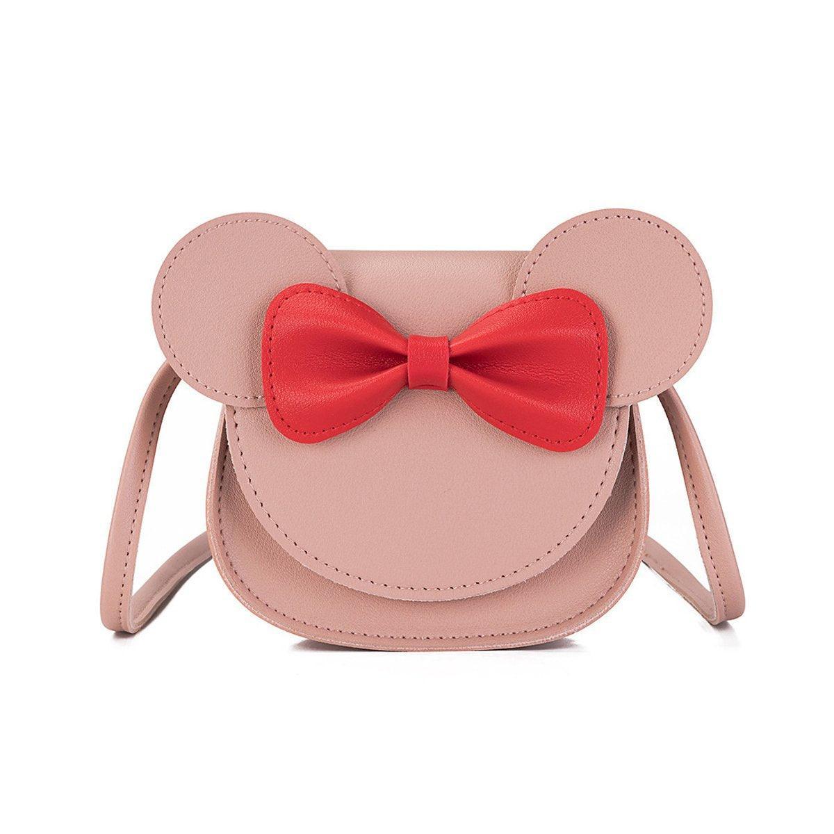 Cute Bowknot Crossbody Bag Fashionable Girls Shoulder Bag Slanting Mini Handbag - Flesh Pink