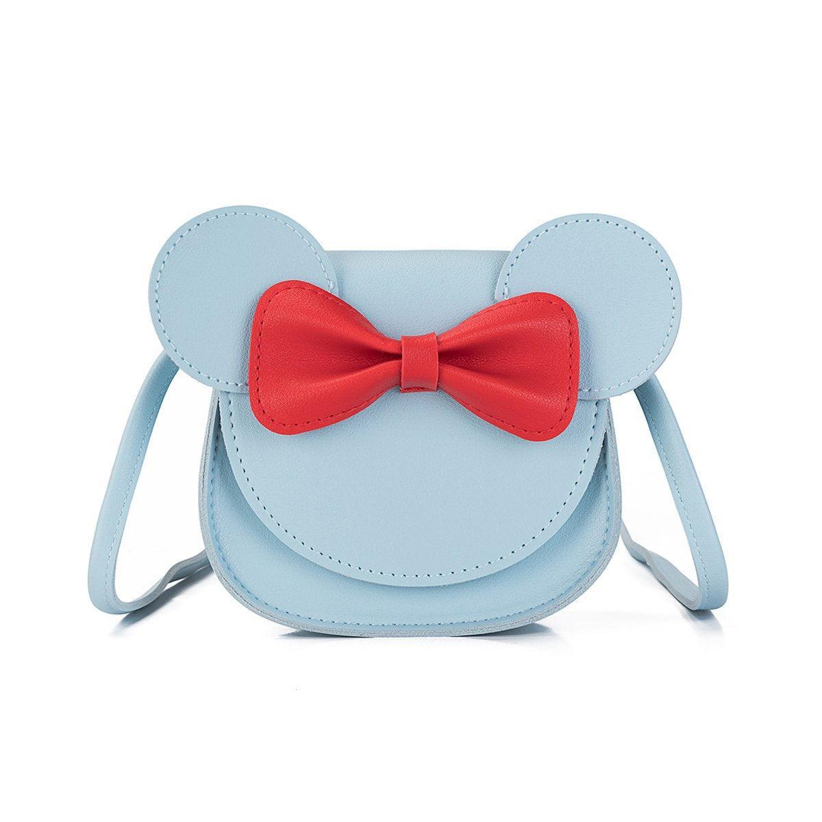 Cute Bowknot Crossbody Bag Fashionable Girls Shoulder Bag Slanting Mini Handbag - Light Blue